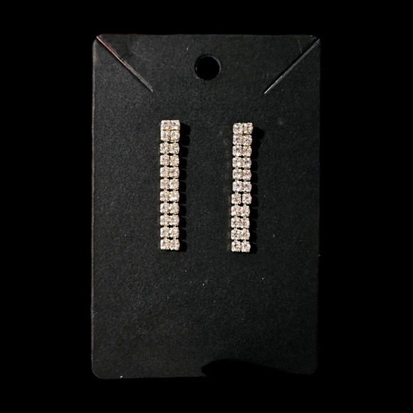 Rhinestone earrings, elegant drop style with Sterling Silver studs - Picture 2 of 6